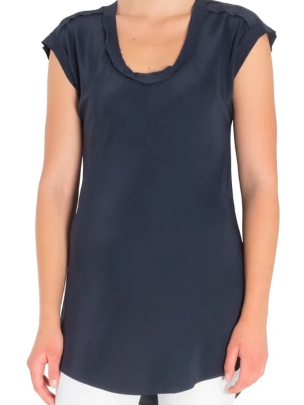 Elaine Kim Rina 100% Silk Bias Tunic Top Black Ink Size Large